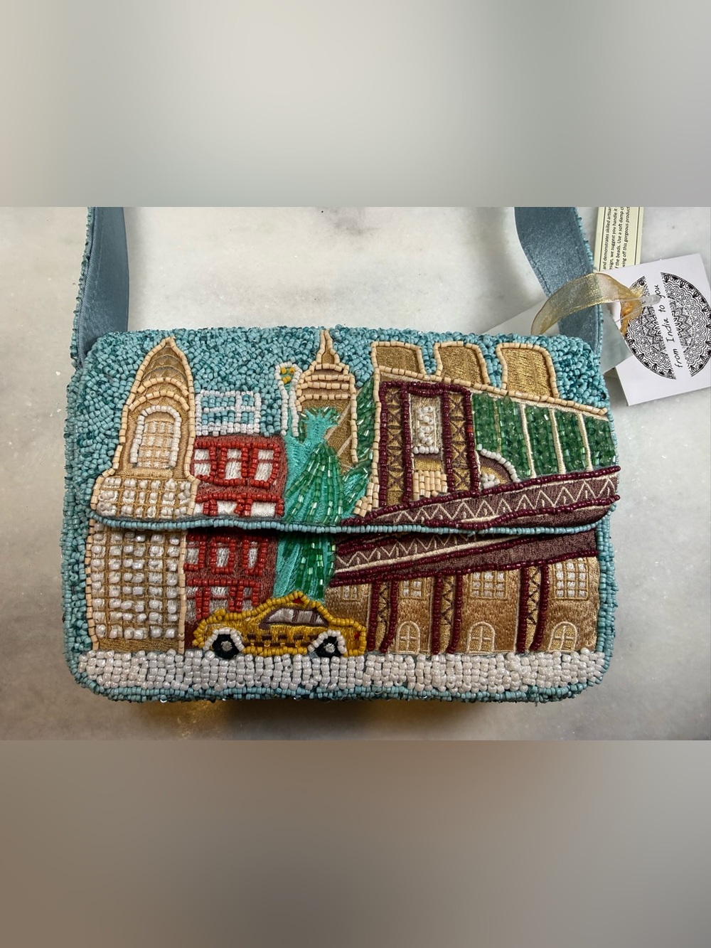 From India To You NYC Viral Beaded Bag NYC Statue of Liberty Shoulder NWT